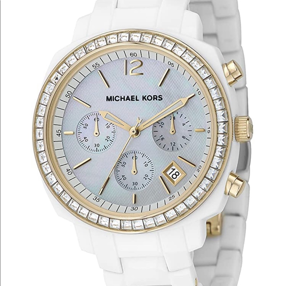 Michael Kors MK5187 White Watch w/Gold EUC